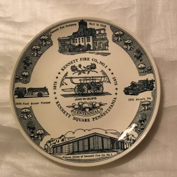Vintage Kettlesprings Kilns Kennett Fire Company No.1 1875-1975 centennial plate - Picture 5 of 11